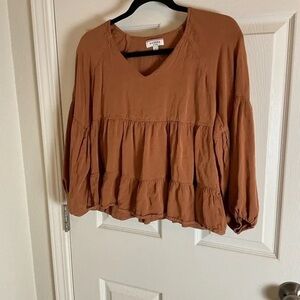 Andree Rust Brown Tiered Peasant Tunic
